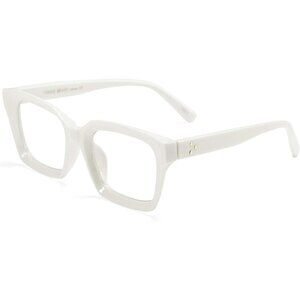 Womens Cream Eyewear Oversized Square Thick Acetate Frame Light Blocking Glasses